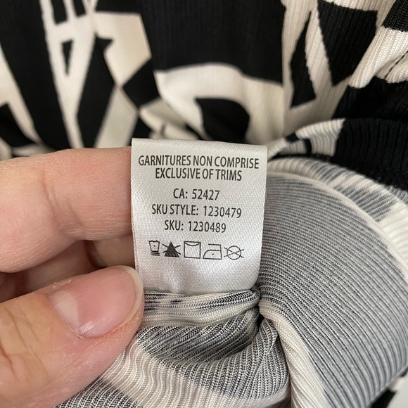 EUC Lily Morgan Size XL Sleeveless Midi Length Dress Black White Ruched - Picture 8 of 8